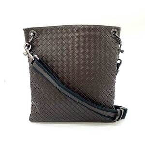 BOTTEGA VENETA Brown Leather Intrecciato Shoulder Bag